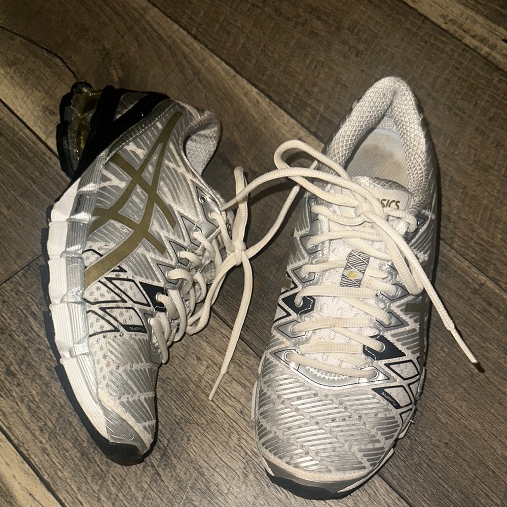 Asics White and Black Running Shoes